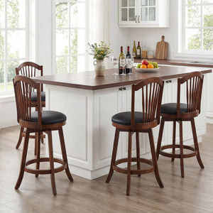 Swivel Bar Stools with Backrests and Wood Frame for Kitchen Island-24 Inch view 5