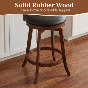 Swivel Bar Stools with Backrests and Wood Frame for Kitchen Island-24 Inch view 9