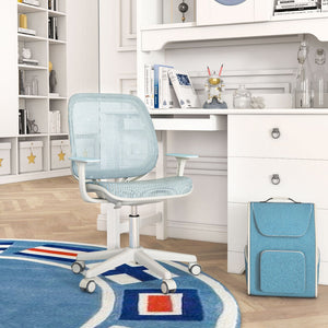 Swivel Mesh Children Computer Chair with Adjustable Height-Blue view 2