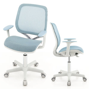 Swivel Mesh Children Computer Chair with Adjustable Height-Blue view 4