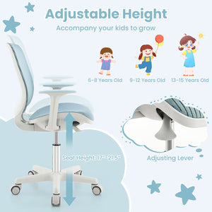 Swivel Mesh Children Computer Chair with Adjustable Height-Blue view 7