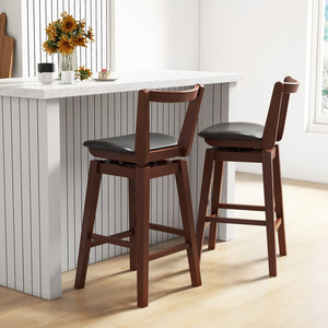 Swivel Upholstered PU Leather Stool with Backrest and Cushioned Seat-30.5 inches view 5