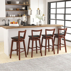 Swivel Upholstered PU Leather Stool with Backrest and Cushioned Seat-30.5 inches view 6