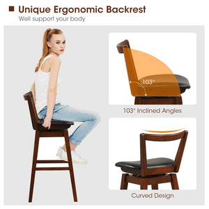 Swivel Upholstered PU Leather Stool with Backrest and Cushioned Seat-30.5 inches view 7