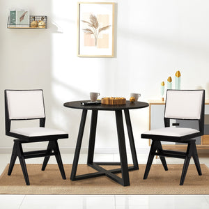 Swivel Wooden Dining Chair Set of 2 with Rubber Wood Frame and Padded Seat-Black view 2
