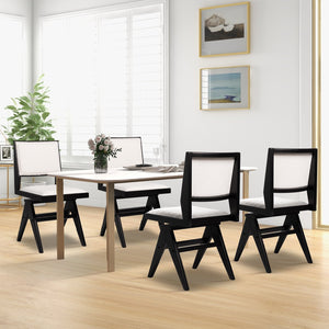 Swivel Wooden Dining Chair Set of 2 with Rubber Wood Frame and Padded Seat-Black view 3