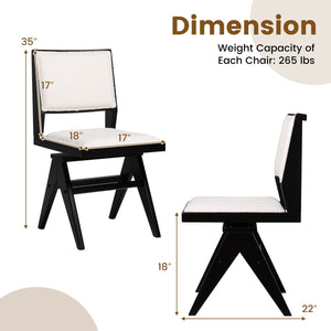 Swivel Wooden Dining Chair Set of 2 with Rubber Wood Frame and Padded Seat-Black view 4