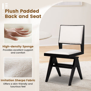 Swivel Wooden Dining Chair Set of 2 with Rubber Wood Frame and Padded Seat-Black view 5