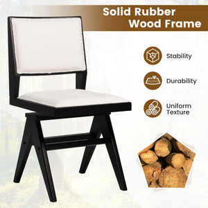 Swivel Wooden Dining Chair Set of 2 with Rubber Wood Frame and Padded Seat-Black view 6