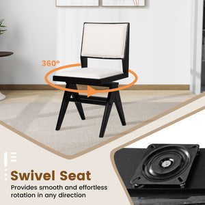 Swivel Wooden Dining Chair Set of 2 with Rubber Wood Frame and Padded Seat-Black view 7