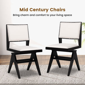 Swivel Wooden Dining Chair Set of 2 with Rubber Wood Frame and Padded Seat-Black view 9