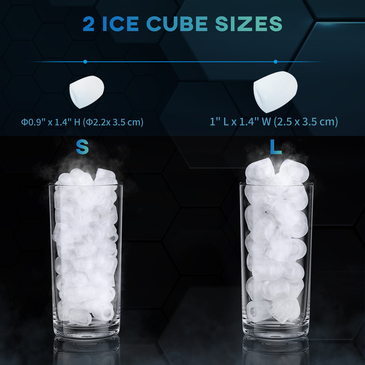 Portable Ice Maker, Self Cleaning Ice Machine with 9 Ice Cubes Ready in 6 Mins, 26lbs/24Hrs, 2 Sizes of Bullet Ice