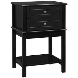 Modern Sofa Side Table, Accent End Table with Drawers and Storage Shelf