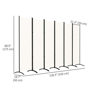 6 Panel Folding Room Divider, UV30+ Privacy Screen, Indoor Outdoor Privacy Panel with Stable Base, Beige – view 2