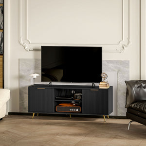 TV Stand with Storage for 55 Inch TV, Modern TV Cabinet with 2 Open Shelves and 2 Cabinets for Living Room – view 6