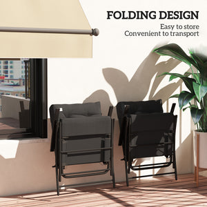Set of 2 Outdoor Folding Chairs with Adjustable Backrest, Padded Camping Chairs for Outdoor Events, Grey – view 17