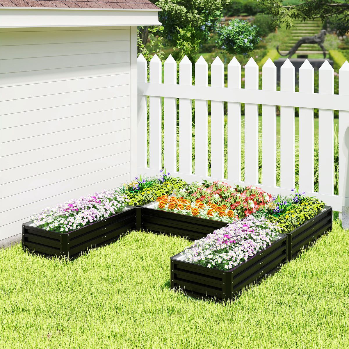 Steel Raised Garden Bed, Set of 5 Large Box Planters for Outdoor Plants Vegetables Flowers Herbs, 8x8x1ft – view 6