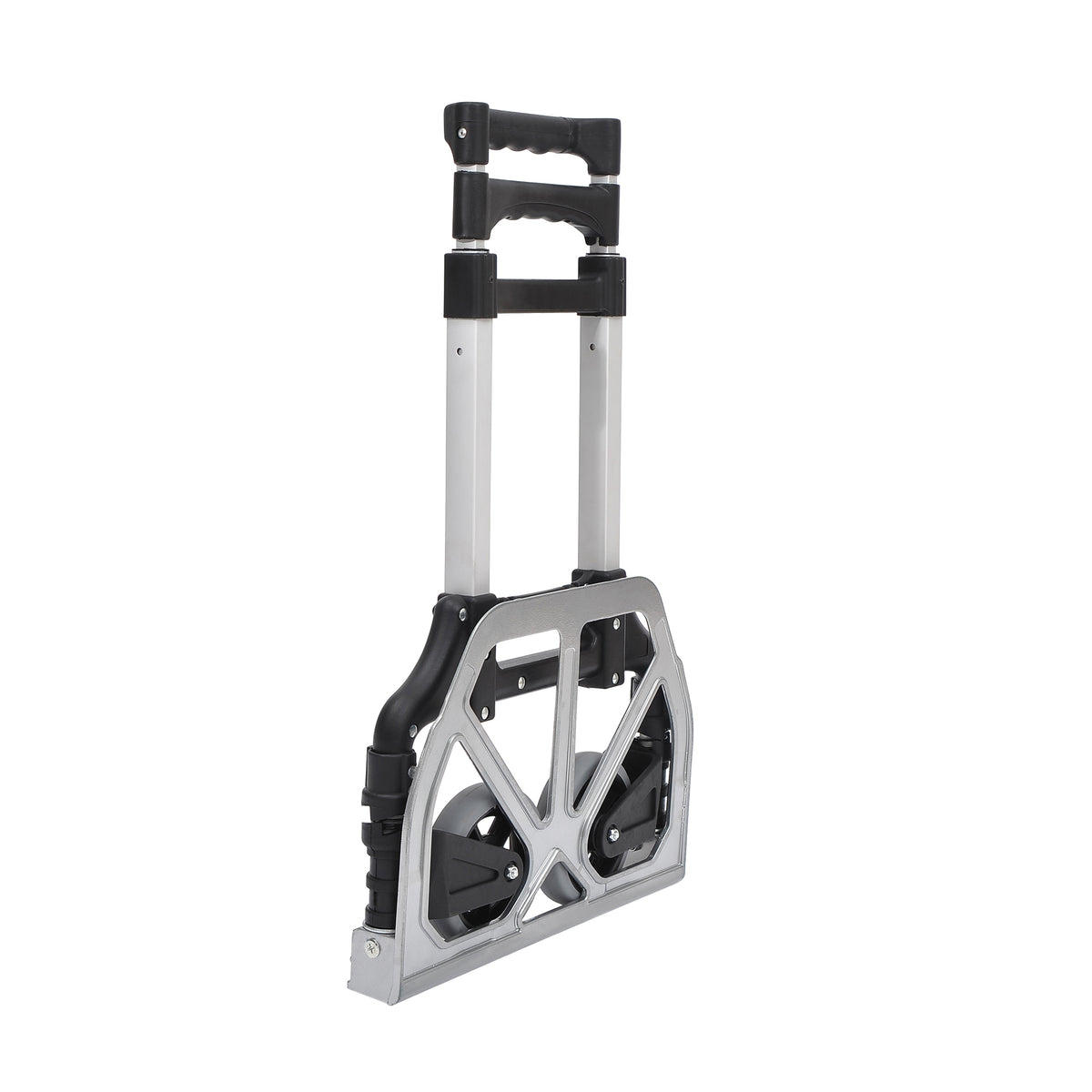Folding Hand Truck and Dolly with 2 Wheels for Moving, Heavy Duty Luggage Handcart, Aluminum Box Cart with 3 Level Adjustable Telescoping Handle for 154lbs Load Capacity