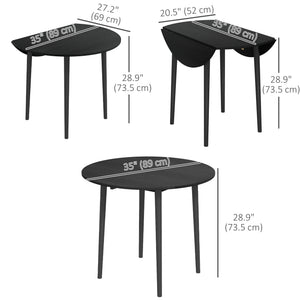 Folding Dining Table, Round Drop Leaf Kitchen Table for Small Spaces with Wood Legs, Oak – view 9