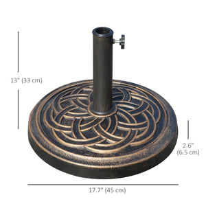 25 lb Heavy Duty Patio Umbrella Base, Round Market Umbrella Stand for Outdoor, Deck, Backyard, Garden, Bronze
