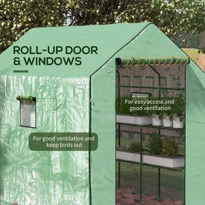 Portable Greenhouse, Walk-In Small Outdoor Green House with 2 Tier U-Shaped Flower Rack Shelves – view 5