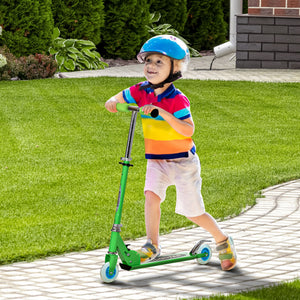 Qaba Snow Scooter, 2 in 1 Design Adjustable Height Scooter Snow Sled for Kids Aged Over 7 Years Old, Foldable Kids Sled Ski Scooter with Wheels Blades