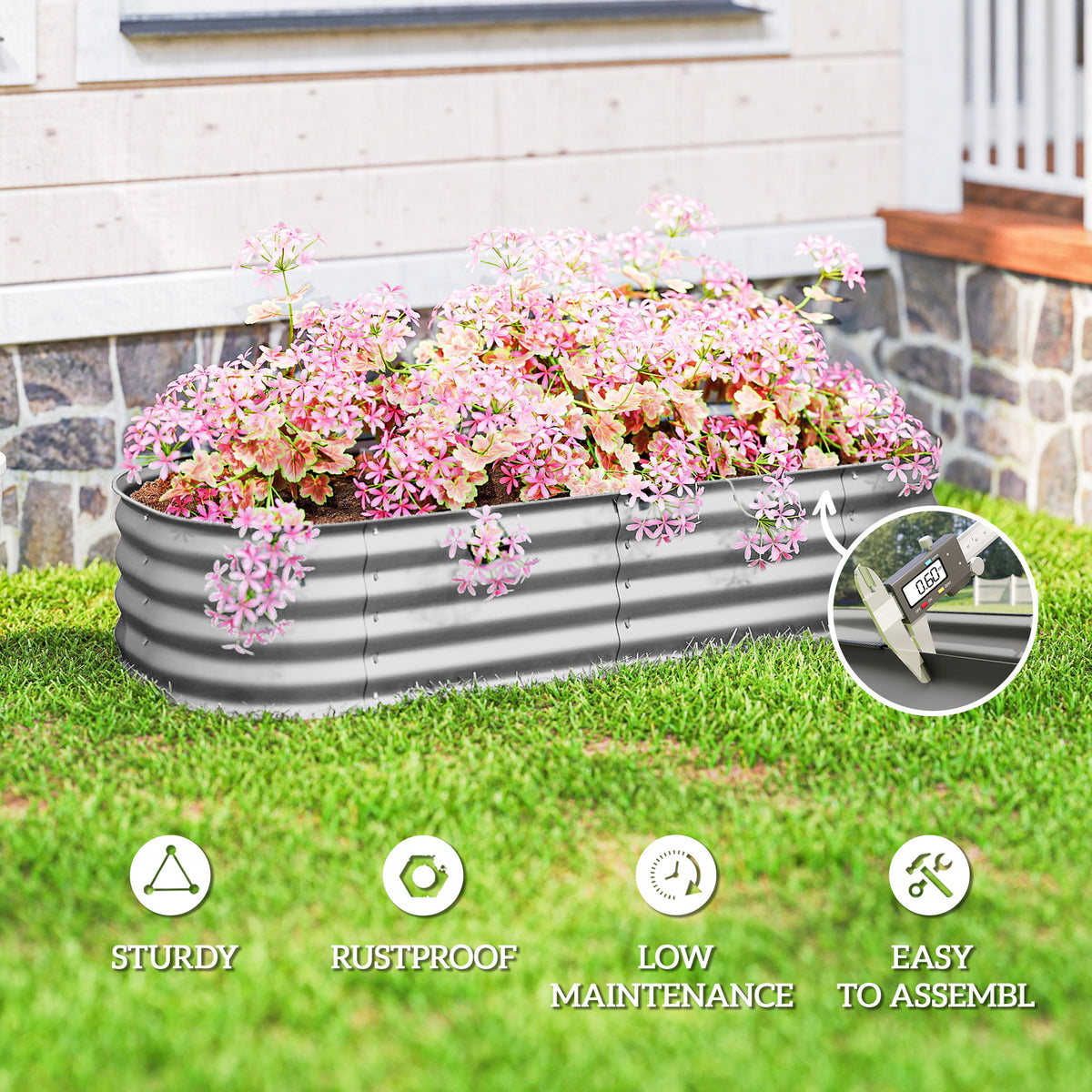 4.9 x 2 x 1ft Galvanized Raised Garden Bed Kit, Metal Planter Box with Safety Edging, Black – view 27