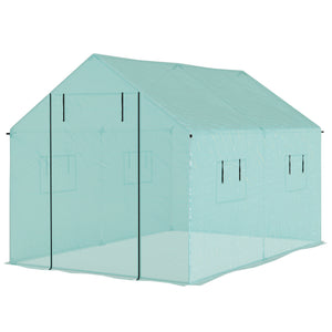 6.6' x 10' x 6.6' Walk-in Tunnel Greenhouse UV-resistant Wind Resistant Green House with Door and Mesh Windows, Green