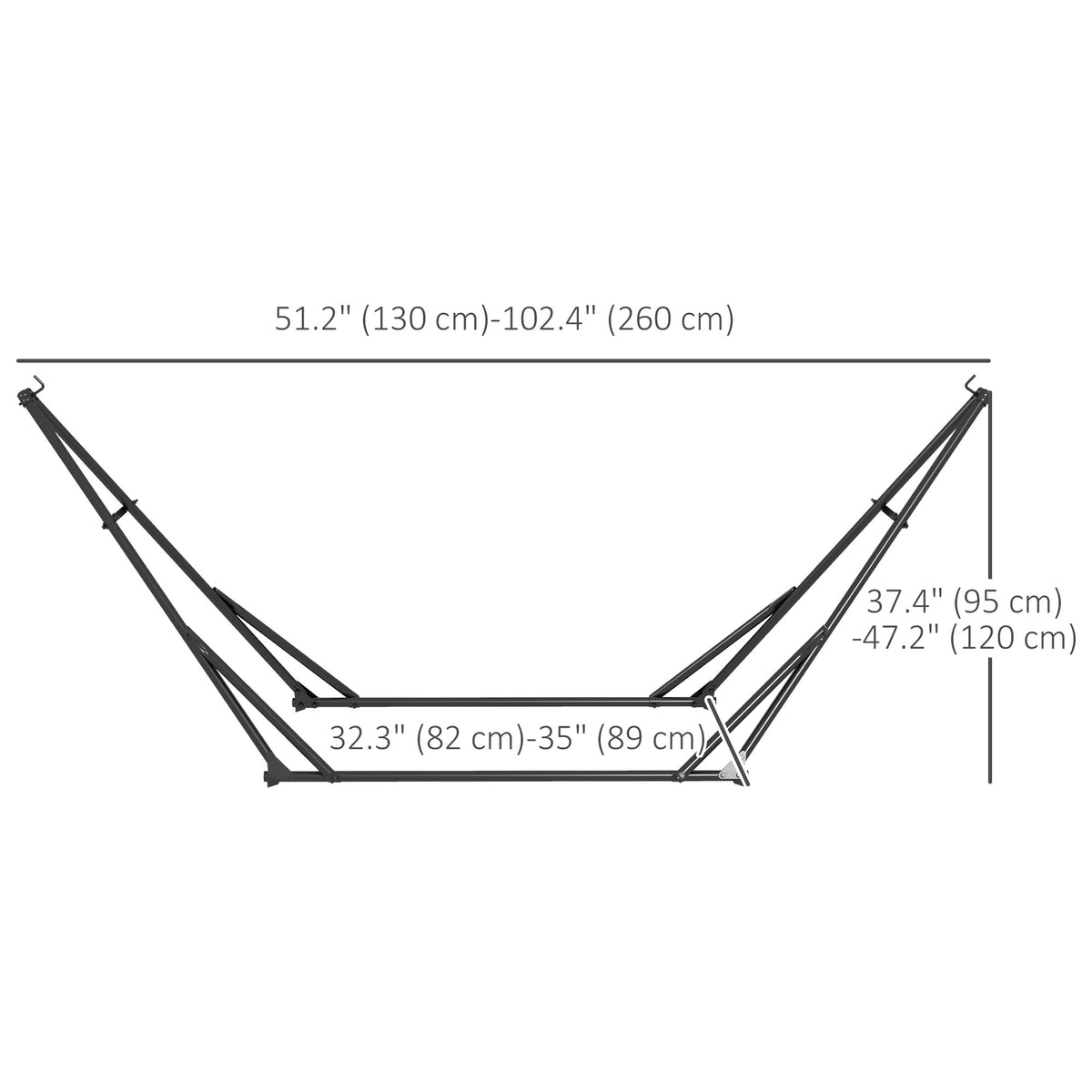 Foldable Hammock Stand, Portable 2 in 1 Hammock Chair Stand Only with Carry Bag, Load Capacity 120kg, for Patio, Black