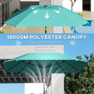 7.6FT Aluminum Patio Umbrella Parasol 8 Ribs Outdoor Market Umbrella with Crank, Push Button Tilt for Deck – view 4