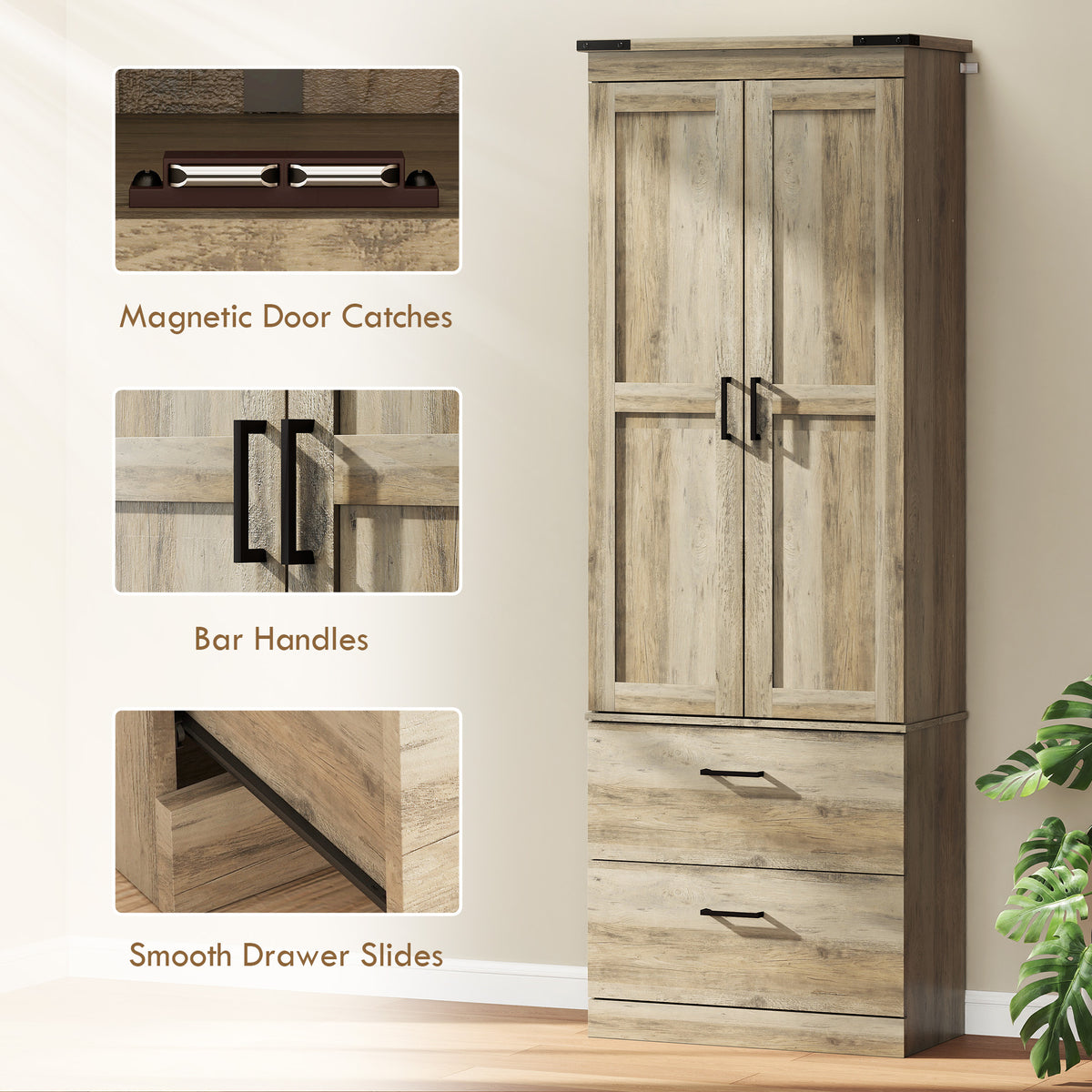67" Tall Kitchen Pantry Storage Cabinet, Kitchen Pantry Cabinet with Doors, Drawers and Adjustable Shelves – view 26