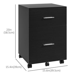 Mobile Filing Cabinet, Vertical File Cabinet with 2 Drawers, Wheels, for Letter or A4 File, Natural