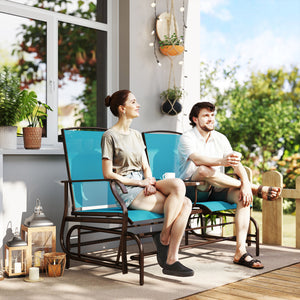 Patio Glider Rocking Chair 2 Person Outdoor Loveseat Rocker Garden Furniture Bench, Grey – view 28