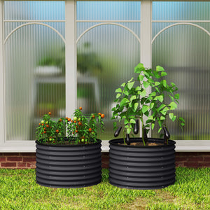 Set of 2 Raised Garden Bed, Metal Planter Box with Safety Edging, Easy-to-assemble Stock Tank, Dark Grey – view 21