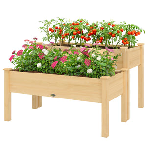 2 Tiers Wood Plant Raised Bed Flower Vegetable Herb Grow Box Stand Garden Step Planter Stand Free – view 3
