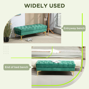 End of Bed Bench, Upholstered Bench, Entryway Shoe Bench with Button Tufted for Living Room, Bedroom, Blue – view 10