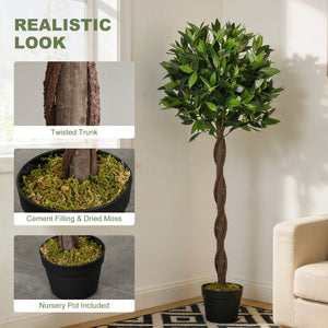 4FT Artificial Laurel Tree Set of 2, Lifelike Fake Plant with 564 Leaves – view 3