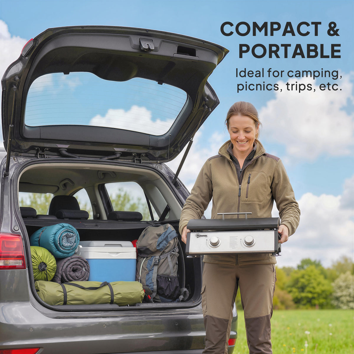 2 Burner Liquefied Gas Grill, Portable Tabletop BBQ Grill, for Camping, Picnic, Silver – view 19