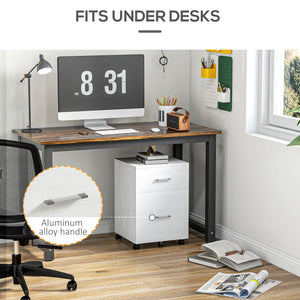 Mobile Filing Cabinet, Vertical File Cabinet with 2 Drawers, Wheels, for Letter or A4 File, Natural