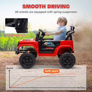 Qaba 12V Ride on Truck, Electric Car for Kids with Remote Control, Suspension, 3 Speeds, USB Music Headlights