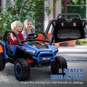 Qaba 2 Seater 24V 7AH Ride on Truck, Electric Car for Kids w/ Spring Suspension, Remote Lights, Horn, Music