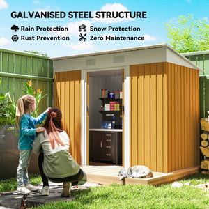 6' x 4' Outdoor Storage Shed, Metal Garden Tool Storage House Organizer with Lockable Sliding Doors and – view 38