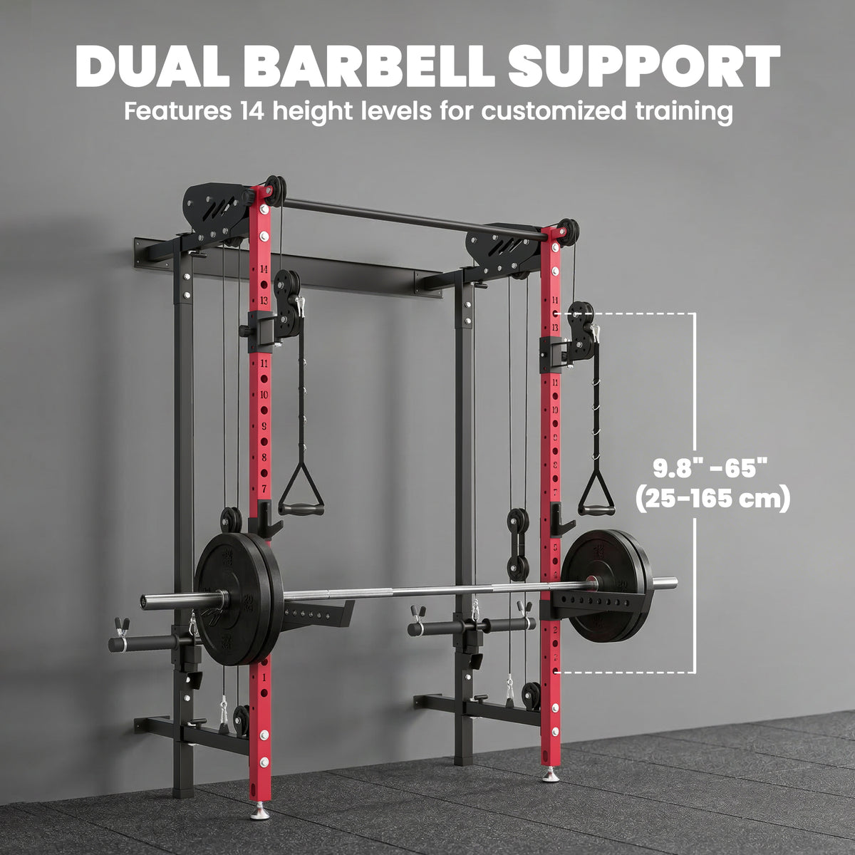 Soozier Foldable Power Cage, Space-Saving Power Rack with Pull-Up Bar, Cable Pulley System, 1540 lbs Capacity