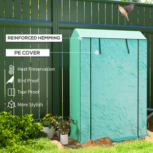 Mini Greenhouse with 3 Tier Shelves, 3 Roll-Up Doors for Indoor Outdoor, Green – view 3