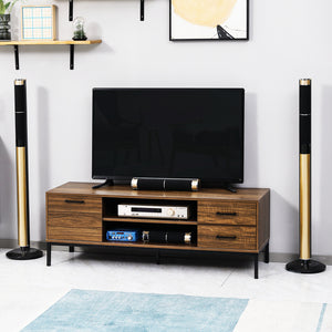 TV Stand for TV up to 50 Inches, TV Cabinet with Door, Open Storage and Drawers, TV Table with Steel Legs – view 7