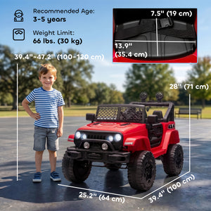Aosom 12V Battery Powered Kids Ride On Car Off Road Truck Toy w/ Parent Remote