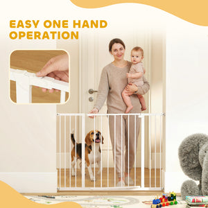 Pressure Fit Dog Gate Pet Barrier for stairs doorway, 29.9''- 42.1'' Width White – view 6
