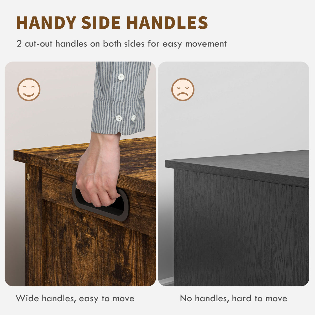 Storage Trunk with 2 Safety Hinges, Modern Entryway Bench with Side Handles, Storage Chest for Living Room – view 12