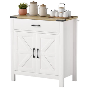 Side Cabinet, Farmhouse Kitchen Storage Cabinet w/ 2 Drawers and Shelves for Living Room, Entryway, Grey – view 3