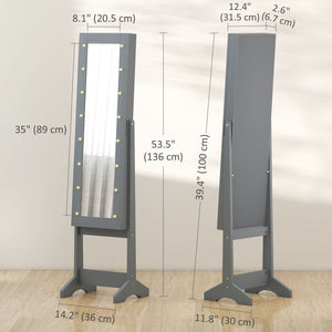 Free Standing Armoire Organizer, Lighted Mirrored Jewelry Cabinet w/ Angle Adjustable & 16 LED Lights Warm – view 16